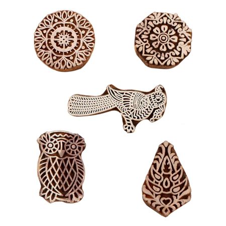 Set of 5 Piece New Mix Wooden Printing Blocks